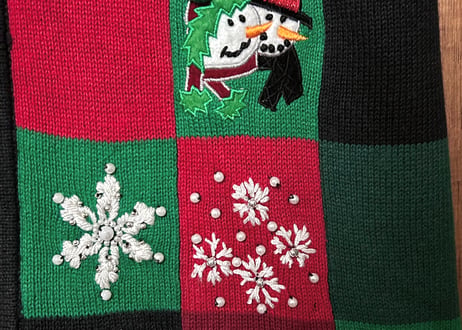 刺繍 ニット カーディガン スノーマン 雪だるま 雪 冬 クリスマス カラフル ファンシー おしゃれ かわいい ヴィンテージ vintage used 古着/club723 クラブ723(N724)