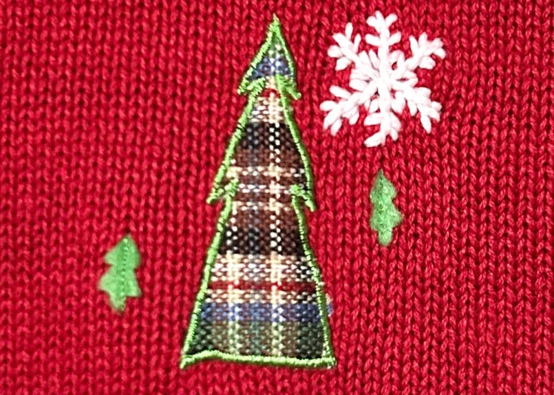 クリスマス アグリー ニット カーディガン 赤 刺繍 装飾 スノーマン