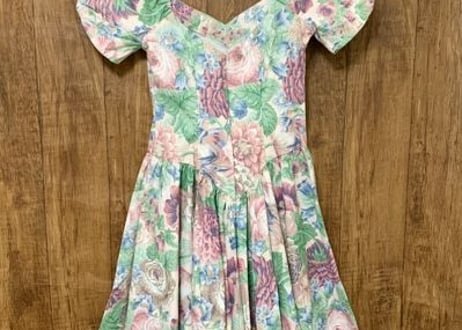 レトロ　花柄　ロング　USA ワンピース　vintage ヴィンテージ  古着　ドレス　パーティー　舞台　ダンス　衣装　パーティー　カントリー　ガーリー/club723 (N36)