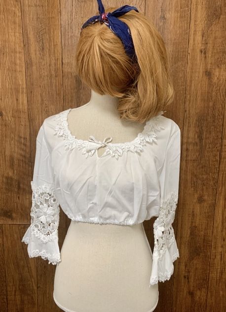 vintage ホワイト レース ブラウス ヨーロッパ チロル ロマンチック 白 レース ブラウス ガーリー