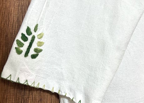 刺繍 手刺繍 トップス 白 花 葉 長袖 ヴィンテージ メキシコ カラフル エスニック フォークロア カントリー ダンス おしゃれ かわいい 古着/club723(N804)
