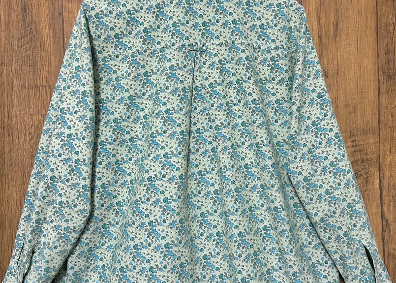 花柄 小花柄 シャツ 長袖 グリーン 緑 カラフル レトロ 個性的 