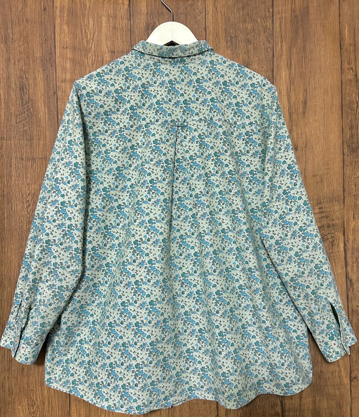 花柄 小花柄 シャツ 長袖 グリーン 緑 カラフル レトロ 個性的