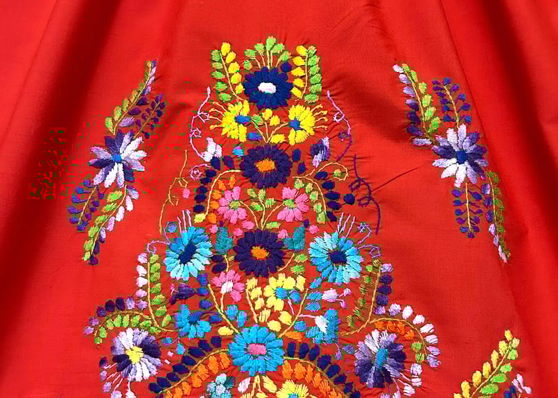 メキシカン ワンピース 花 刺繍 手刺繍 ヴィンテージ エスニック  