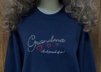 ネイビー 紺 スウェット トレーナー 刺繍 スパンコール 装飾 ハート 二重襟 おしゃれ 個性的 レトロ アメリカン USA vintage used 古着/club723(N292)