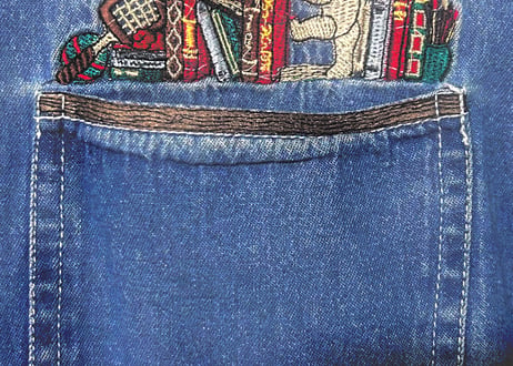 刺繍 デニム シャツ くま テディベア 長袖 ヴィンテージ レトロ カントリー ファンシー 個性的 おしゃれ かわいい USA used vintage 古着/club723 クラブ723(N788)