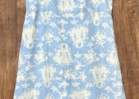 ヴィンテージ リネン ロング ワンピース ジャンパースカート 花 風景 カントリー レトロ おしゃれ かわいい 個性的 USA vintage used 古着/club723 クラブ723(N781)