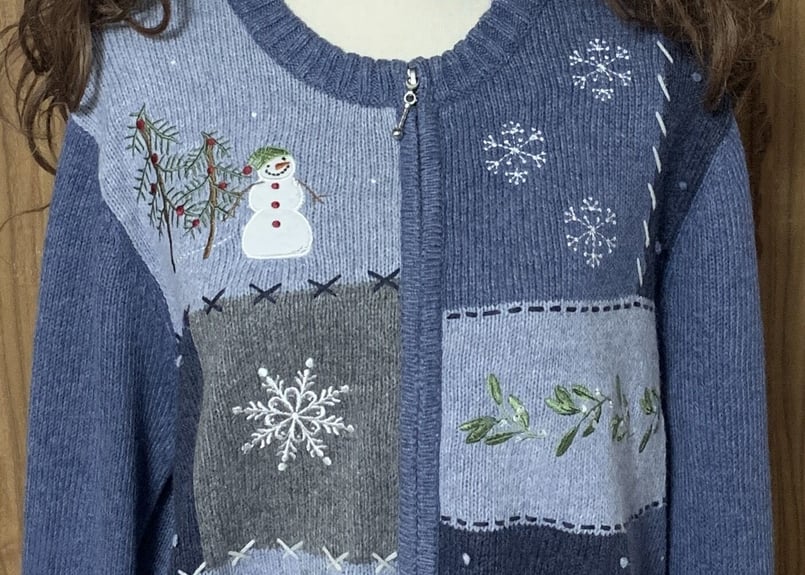 クリスマス アグリー セーター ニット カーデ 水色 ブルー 雪だるま
