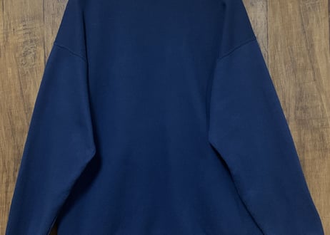 ネイビー 紺 スウェット トレーナー 刺繍 スパンコール 装飾 ハート 二重襟 おしゃれ 個性的 レトロ アメリカン USA vintage used 古着/club723(N292)