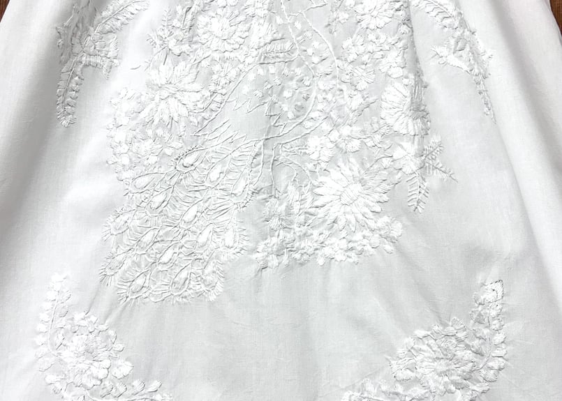 メキシカン ワンピース 花 鳥 刺繍 手刺繍 白 ヴィンテージ