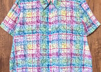 花柄 チェック柄 総柄 シャツ 半袖 マルチカラー カラフル レトロ カントリー おしゃれ かわいい ヴィンテージ used vintage 古着/club723 クラブ723(N800)