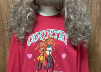 90年代　90s TULTEX スウェット　スエット　トレーナー　赤　カントリー　動物　アニマル　キャラクター　USA ヴィンテージ vintage used 古着/club723(N172)