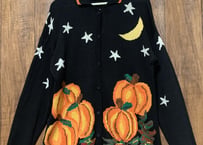 ハロウィン ハロウィーン ニット セーター カーディガン 黒 カボチャ かぼちゃ パンプキン 襟付き アグリー レトロ 個性的 かわいい vintage used 古着/club723(333)