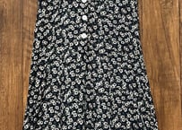 小花 柄 ロング マキシ ワンピース 紺 ネイビー レトロ カントリー ガーリー かわいい USA ヴィンテージ vintage used 古着/club723(N515)
