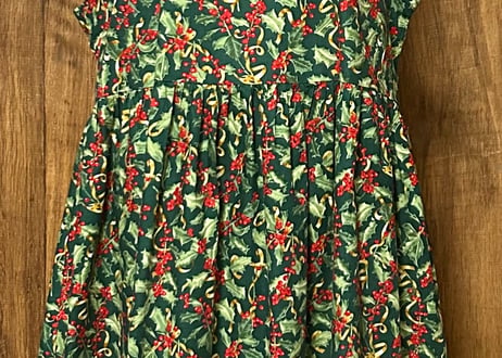 総柄 ロング マキシ ワンピース クリスマス ジャンパースカート レトロ カントリー おしゃれ かわいい ヴィンテージ vintage used USA 古着/club723 クラブ723(N584)