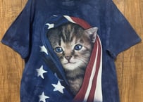 the mountain ネコ 猫 ねこ Tシャツ 半袖 タイダイ 紺 ネイビー 染め かわいい アメリカン ロック レトロ ヴィンテージ used vintage 古着/club723(N319)