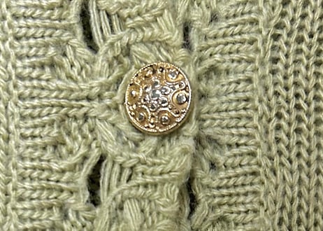 ニット カーディガン カーデ 長袖 グリーン 黄緑 刺繍 ヨーロッパ ヴィンテージ カラフル レトロ カントリー おしゃれ vintage used 古着/club723 クラブ723(N719)