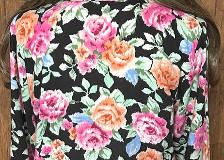 花柄 シャツ バラ 長袖 丸襟 カラフル レトロ 個性的 派手柄 おしゃれ かわいい ヴィンテージ used vintage 古着/club723 クラブ723(N638)