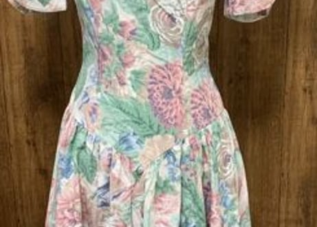 レトロ　花柄　ロング　USA ワンピース　vintage ヴィンテージ  古着　ドレス　パーティー　舞台　ダンス　衣装　パーティー　カントリー　ガーリー/club723 (N36)