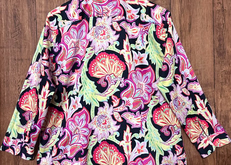 Ralph Lauren ラルフ ローレン 柄 シャツ 七分袖 七分 ヴィンテージ カラフル レトロ ヒッピー 個性的 おしゃれ かわいい used vintage 古着/club723(N569)