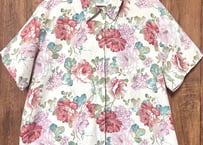 花柄 シャツ 半袖 カラフル レトロ カントリー ガーリー 個性的 おしゃれ かわいい USA ヴィンテージ used vintage 古着/club723 クラブ723(N786)