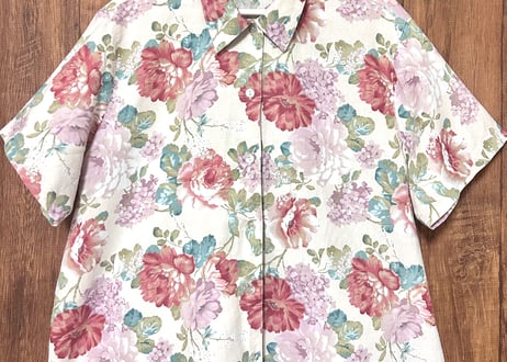 花柄 シャツ 半袖 カラフル レトロ カントリー ガーリー 個性的 おしゃれ かわいい USA ヴィンテージ used vintage 古着/club723 クラブ723(N786)