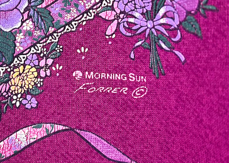 スウェット トレーナー morningsun 花 リボン ピンク パープル 襟付き レトロ ガーリー ファンシー かわいい ヴィンテージ 古着/club723 クラブ723(N618)