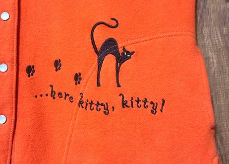 スウェット スエット カーディガン ハロウィン ハロウィーン オレンジ 猫 ネコ ポケット レトロ ファンシー かわいい ヴィンテージ 古着/club723 クラブ723(N713)