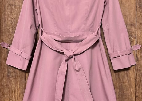 トレンチ コート アウター 上着 ピンク ヴィンテージ レトロ ガーリー クラシカル おしゃれ かわいい USA vintage used 古着/club723 クラブ723(N632)