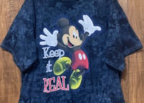 ミッキー ディズニー キャラ Tシャツ 半袖 タイダイ 紺 ネイビー 大きめ 大きい ビッグ big かわいい アメリカン ロック レトロ used vintage 古着/club723(N321)