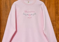 パステル ピンク 刺繍 スウェット トレーナー FRUIT OF THE LOOM レトロ ガーリー 個性的 おしゃれ かわいい vintage  used 古着/club723(N464)