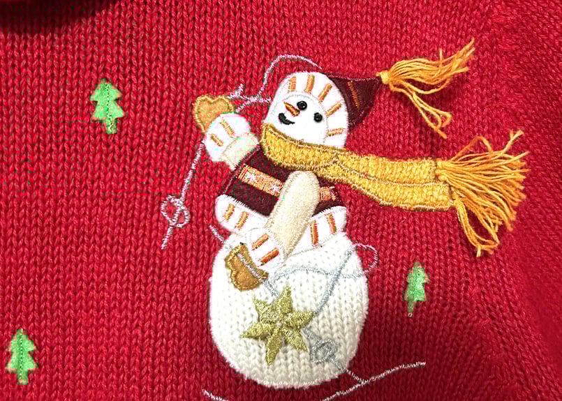 ニットカーディガン　アグリーニット　刺繍　立体　クリスマス　セーター L クリスマス アグリー セーター ニット カーディガン カーデ 赤 刺繍