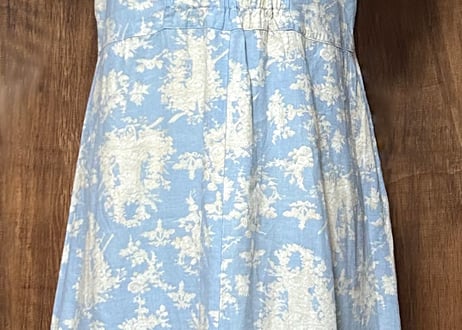 ヴィンテージ リネン ロング ワンピース ジャンパースカート 花 風景 カントリー レトロ おしゃれ かわいい 個性的 USA vintage used 古着/club723 クラブ723(N781)
