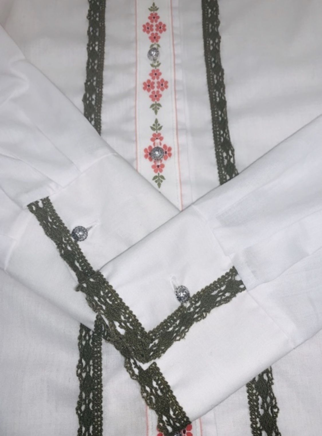 Dacron ヨーロッパ チロル チロリアン 刺繍 レース 白 ブラウス