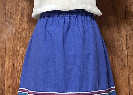 グアテマラ ガテマラ ロング スカート 刺繍 手刺繍 手織り 青 ブルー 人形 ヴィンテージ カラフル エスニック レトロ おしゃれ かわいい 古着/club723 クラブ723(N774)