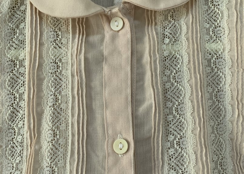 レース ブラウス ベージュ 長袖 ヴィンテージ vintage 古着 クラシカル