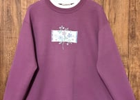 刺繍 スウェット トレーナー 花 ピンク スモーキーピンク レトロ ガーリー ファンシー おしゃれ かわいい ヴィンテージ vintage used 古着/club723 クラブ723(N612)
