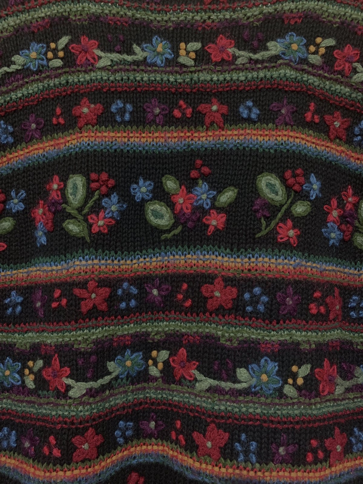 vintage ニットジャケット 刺繍 花柄 ニットカーディガン 古着 German Vtg 90s～ RDALLCOROMA フラワー 刺繍デザイン ニット