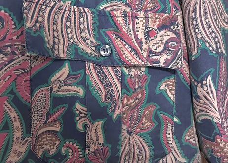 柄シャツ 半袖 シルク 胸ポケット レトロ カントリー 個性的 おしゃれ かわいい かっこいい USA ヴィンテージ used vintage 古着/club723 クラブ723(N660)