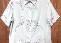 花柄 シャツ 半袖 レーヨン グレー レトロ カントリー おしゃれ 個性的 かわいい かっこいい USA ヴィンテージ used vintage 古着/club723 クラブ723(N664)
