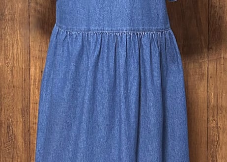 デニム ロング マキシ ワンピース レース 半袖 ヴィンテージ レトロ カントリー ガーリー おしゃれ かわいい USA vintage used 古着/club723 クラブ723(N679)