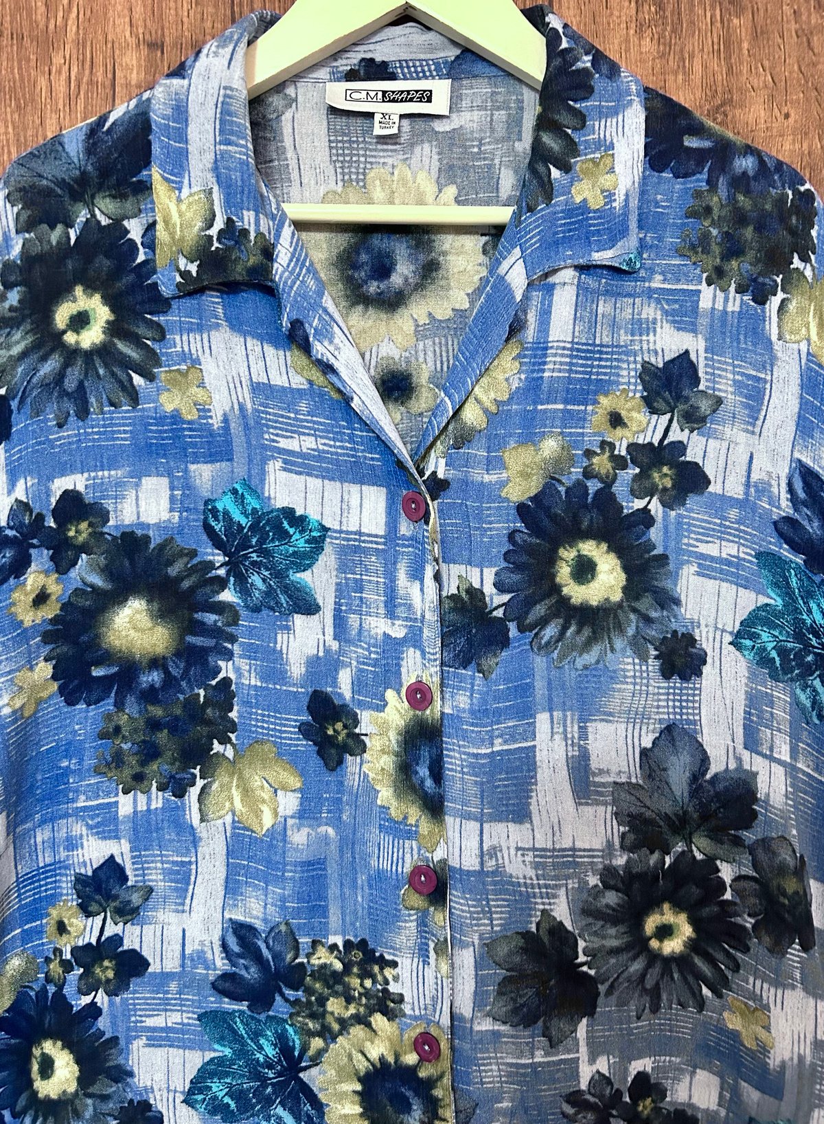 Savoir 半袖シャツ Lサイズ 青系花柄 花柄 シャツ 半袖 青 水色 ゆったり 大きめ 大きい 涼しい