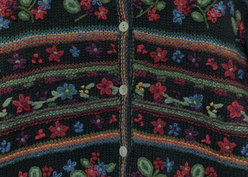花 刺繍 手刺繍 カラフル ニット セーター カーディガン 花 刺繍 手刺繍 カラフル ニット セーター カーディガン