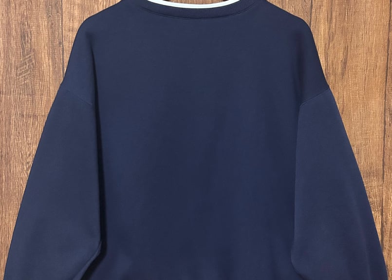 刺繍 スウェット トレーナー 紺 ネイビー りんご 花 鳥 二重襟 レトロ