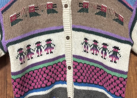 ニット カーディガン カーデ 長袖 アルパカ ヴィンテージ カラフル レトロ カントリー ガーリー 個性的 おしゃれ vintage used 古着/club723 クラブ723(N753)