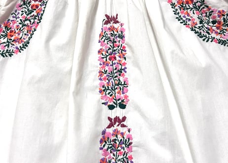 サンアントニーノ 刺繍 手刺繍 メキシカン ワンピース 白 花 ヴィンテージ エスニック ヒッピー カラフル メキシコ おしゃれ かわいい 古着/club723 クラブ723(N811)