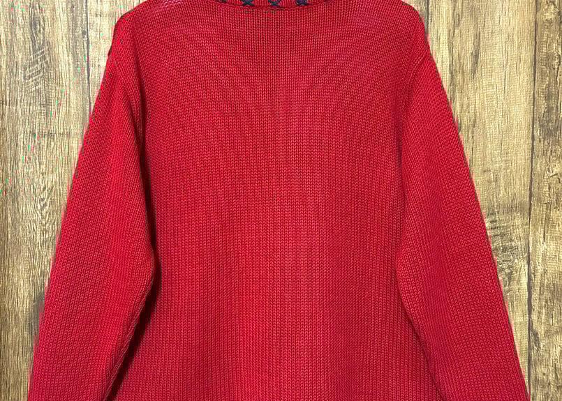 クリスマス　刺繍カーディガン　アグリーセーター　ヴィンテージ　赤 37b39bd732bd734236141469d9507f