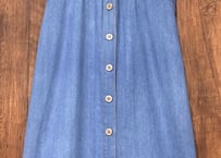 デニム ロング ワンピース 花 装飾 半袖 ヴィンテージ レトロ カントリー ガーリー おしゃれ かわいい USA 古着/club723 クラブ723(N673)