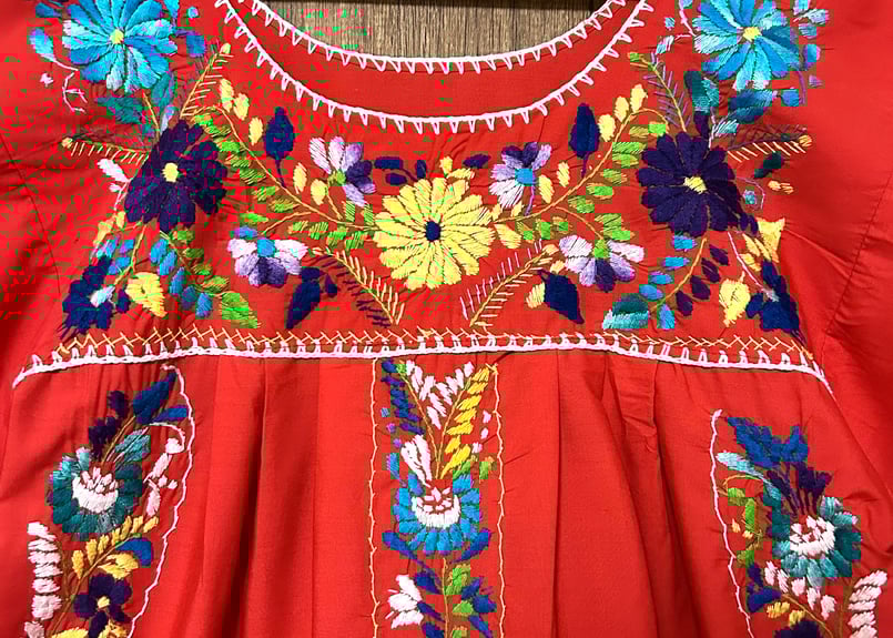 メキシカン ワンピース 花 刺繍 手刺繍 ヴィンテージ エスニック  