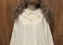 きなり レース 花 装飾 スウェット スエット トレーナー 大きめ 大きい ビッグ cottontops 襟付き アメリカ USA ヴィンテージ vintage 古着/ club723(N182)